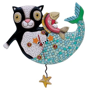 Allen Designs Mermaid Cat Mercat Pendulum Clock - Picture 1 of 1
