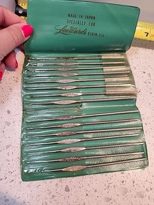 Vintage Lee Wards Boye Häkelnadel Set 00-14 Made Japan 15 Stahlhaken - Bild 1 von 5