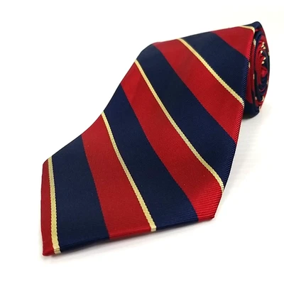 Corbata de seda a rayas de regimiento roja azul gallo de lujo 58" x 4" de colección Foto 1 de 4