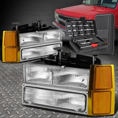 PARA 94-00 CHEVY TAHOE C10 CROMO ÁMBAR FAROS ESQUINEROS PARACHOQUES LÁMPARAS + JUEGO DE HERRAMIENTAS Foto 1 de 4