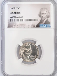 2022-P NGC Graded MS68 Jefferson Nickel 6FS Full Steps #040 - Picture 1 of 2