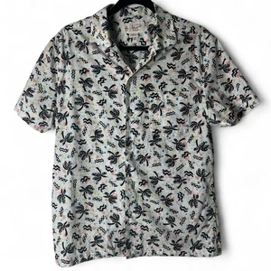 Original Penguin - Camisa abotonada con estampado de palmeras para hombre blanco pastel - Talla M - Imagen 1 de 6