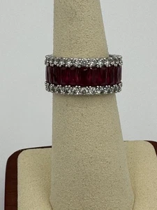 Danbury Mint Birthstone Beauty Eternity Ring - January Ruby - Picture 1 of 7