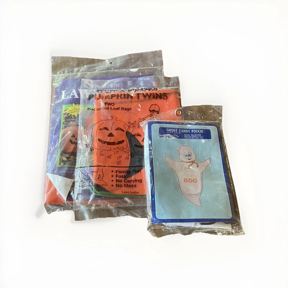 Halloween Calabaza Fantasma Hoja Caramelo Bolsas Nuevo En Bolsas Patio Lote De 6 Foto 1 de 4