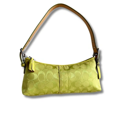 COACH Hamptons East West Demi Baguette Bag Lemon Lime Yellow y2k 11x26x8 NNBw59 - Image 1 of 4