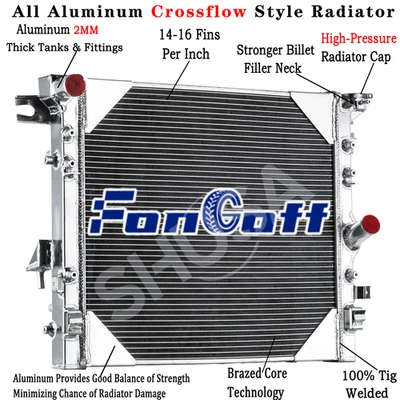 2 Row Aluminum Radiator Fit 2007-2017,2009 Jeep Wrangler JK 3.6L 3.8L V6 GAS Foto 1 de 4