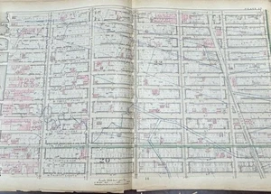 ORIG. 1879 MANHATTAN NYC ATLAS KARTE HELL'S KITCHEN W.38TH-W.50TH & 6TH AV.-RIVER - Bild 1 von 3