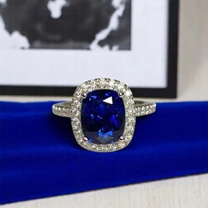 Wedding Diamond Ring 14k White Gold 3.70 Carat Cushion Cut Certified Lab Grown - Picture 1 of 14