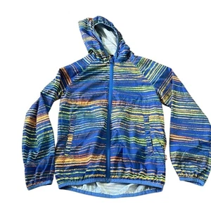 Reima Kids Colorful Striped Rain Jacket Windbreaker Full Zip Hooded Size 8 - Picture 1 of 7
