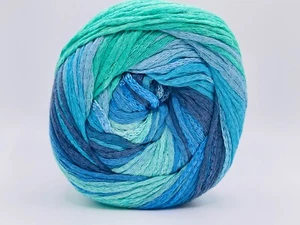 Summertime Color Blue Green 82116 Ice Yarns DK Cotton Bl Ribbon Yarn 100gr 273yd - Picture 1 of 6