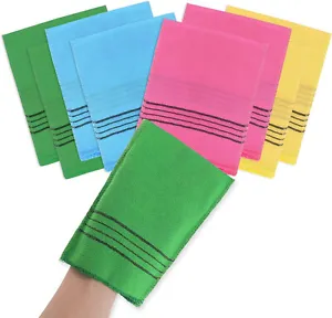 8x Asian Exfoliating Washcloth Korean Mitt Glove Italy Towel Scrubbing Cloth Set - Picture 1 of 7