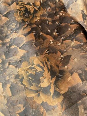 Pure Gambiered (mud) 100% Silk Jacquard Fabric Natural Dyed fall Color 1+ Yard - Image 1 of 4