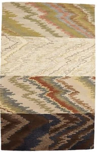 Rare Abstract Stripes Multicolored 5X8 Hand-Tufted Modern Rug Wool Decor Carpet - Picture 1 of 15