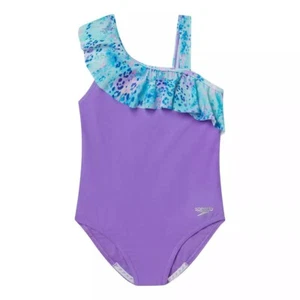 Speedo Girl's Youth One Piece Swimsuit Size L Purple UPF 50+ Chlorine Resistant - Picture 1 of 2