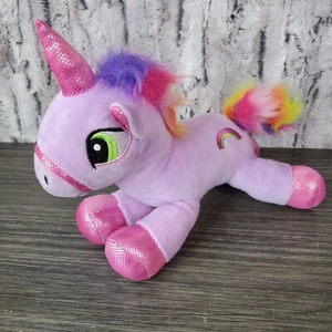 Peluche colorido arco iris púrpura unicornio 10" con destellos - Imagen 1 de 6