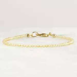 Citrine Bracelet 14k Gold Filled Tiny 2mm Beads Ultra Delicate Minimal Natural G - Picture 1 of 10