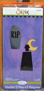 NUEVO - ABIERTO Sizzix Sizzlits Matrices 655550 Halloween Juego de 3 lápidas cementerio - Imagen 1 de 2