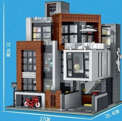 MOC Modern Cubist Villa 3 Story Modular Building Blocks Toy Bricks Set + Lighted - Image 1 of 4