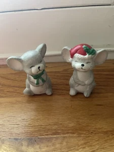Vintage House of Lloyd Mistletoe Mice Salt Pepper Shakers Christmas - Picture 1 of 7