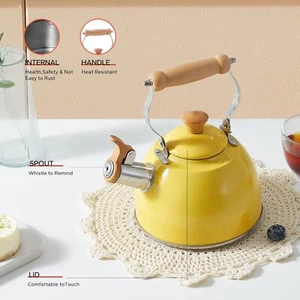 Tea Kettle, Tea Pot with Cool Touch Ergonomic Handle, Tea Kettle Food Grade Stai - Picture 1 of 8