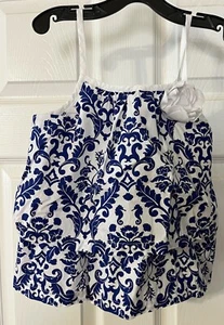 Janie and Jack Girls 6 Layered Spaghetti Strap Top Blue & White EUC - Picture 1 of 8