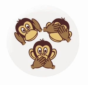 Three Wise Monkeys 25mm Button Badge  - Picture 1 of 1