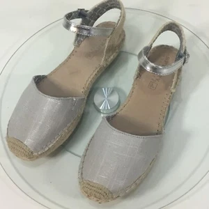 Sandalias Sperry Top Sider Hope Alpargata Tacón Plano Plateadas Lino Brillante Talla 8M - Imagen 1 de 12