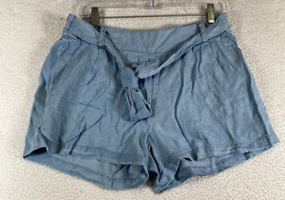 Pantalones cortos de tiro alto con cinturón tinte índigo espléndidos para mujer nuevos con etiquetas, talla M Foto 1 de 4