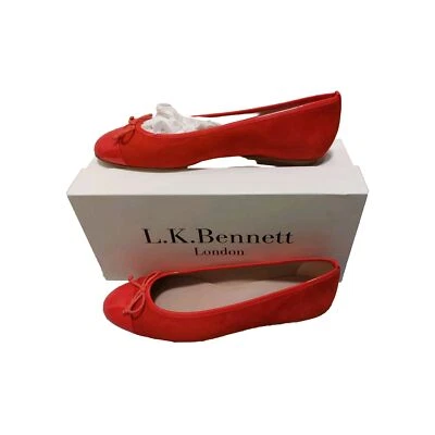Zapatos planos de ballet LK Bennett Kara talla UK 8 naranja gamuza nuevos PVP £150 Foto 1 de 4