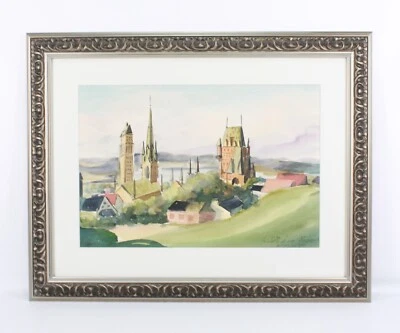 Pintura acuarela Quebec Canadá firmada Michelle Lemay Flesher 1971 Foto 1 de 4