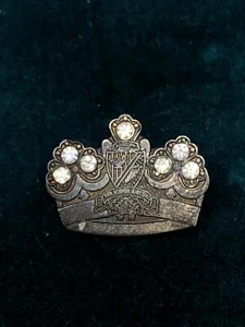 Vintage Beta Sigma Phi Crown Pin w/ Rhinestones – "Vita Scientia Amicitia" Motto - Picture 1 of 4