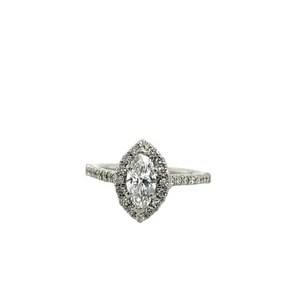 Platinum Diamond Ring, Set With 0.30ct GIA Marquise Shape Diamond - Picture 1 of 8