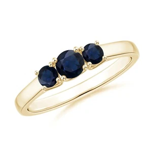 Anello Argento Sterling Pietra Preziosa Zaffiro Blu Gioielli Anniversario - Foto 1 di 4