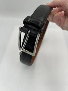Davis Brothers Black Leather Belt Men’s Size 52 Alligator Design Big & Tall - Picture 1 of 12