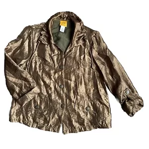 Ruby Rd Jacket Womens 8 Bronze Iridescent Lightweight Jacket Pockets Metallic - Picture 1 of 10