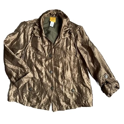 Ruby Rd Jacket Womens 8 Bronze Iridescent Lightweight Jacket Pockets Metallic - Image 1 of 4