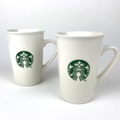 Juego de 2 tazas de café Starbucks 10 oz 2019 blanco verde alto clásico sirena Foto 1 de 4