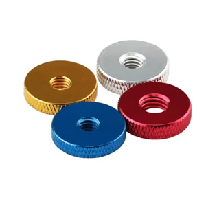 Aluminium M3-M10 Alloy Knurled Thumb Nuts Thin Flat Hand Grip Knobs Through Hole - Picture 1 of 65