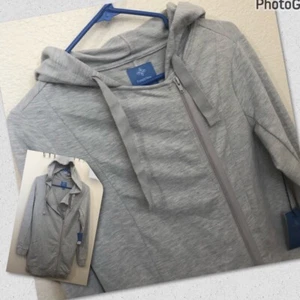 SIMPLY VERA WANG Womens XS Light Gray Off Center Zip Long Hoodie Jacket NWT $64 - Picture 1 of 15