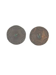 Pendientes Disco Redondo Suroeste Esterlina Pequeños Piedra Central Verde Estrella de 6 Puntos - Imagen 1 de 8