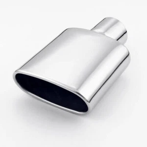 Polished 304 Stainless Steel Exhaust Tailpipe Tip 2.5" In Oval Out Slant Rolled - Picture 1 of 7