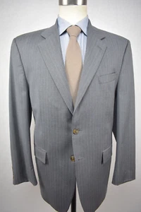 Chaps By Ralph Lauren Gray Striped Wool Blend Two Button Two Pc Suit Size: 44L - Picture 1 of 12