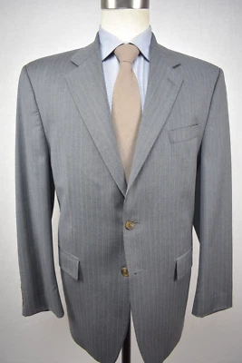 Chaps By Ralph Lauren Gray Striped Wool Blend Two Button Two Pc Suit Size: 44L - Image 1 of 4