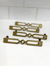 Set Unique Brass MCM Art Deco Drawer Pull Dresser Geometric Rectangle  5.5” X 1”