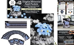 50pc Premium Pre-Filled Forget Me Not Seeds Packets Favors for Funerals, - Picture 1 of 7
