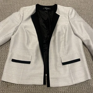 Kasper Blazer Womens 20W Plus Open Front Silver Black Jacket Career Professional - Picture 1 of 7