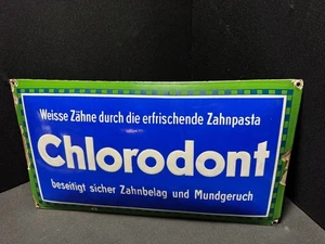 Chlorodont Zahnpasta Emailschild 60 x 32 cm - D um 1925 Linger Dresden - Bild 1 von 7