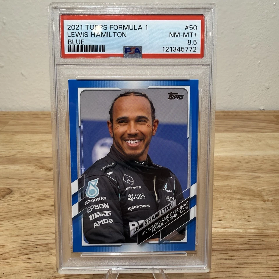 2021 Topps Formula 1 Lewis Hamilton Blue #50 /99 PSA 8.5 NM-MT+ Rare SP Parallel - Image 1 of 4