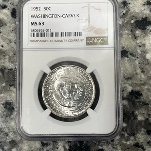 WASHINGTON-CARVER 1952 Silver Commemorative 50C NGC MS63 - Picture 1 of 3