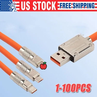 3in1 Fast Charging Cable Cell Phone Charger Cord For iPhone Type C Micro USB LOT - Image 1 of 4